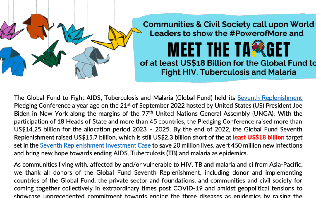 Asia-Pacific Communities and Civil Society Thank Donors on the 1st Year Anniversary of the Global Fund